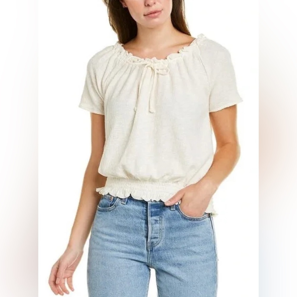 Madewell Cream Short Sleeve Blouse